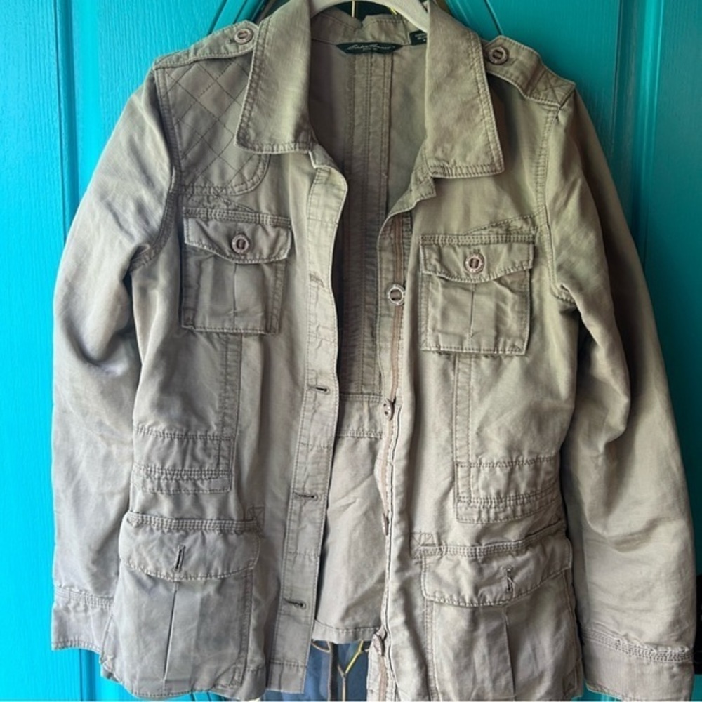 Eddie Bauer | Cargo Utility Jacket 5916 khaki Linen Cotton